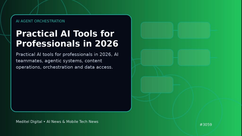 Practical AI Tools for Professionals in 2026: ai agent orchestration editorial illustration